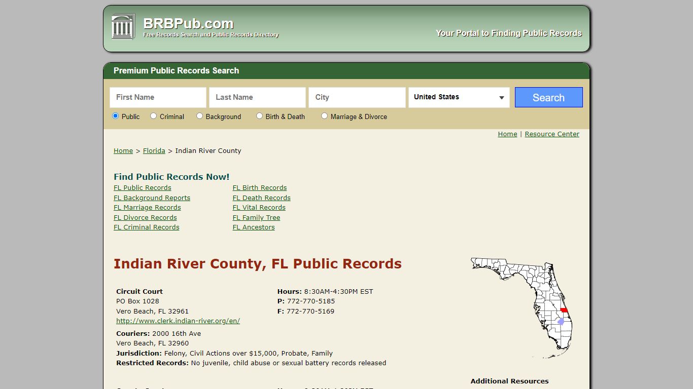 Indian River County, FL Public Records - BRB Pub